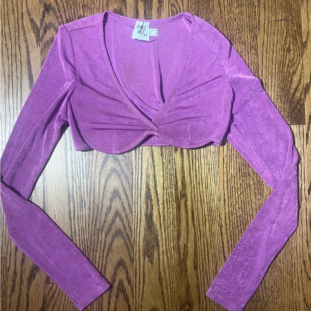 Princess Polly- Dawson purple long sleeve crop top
